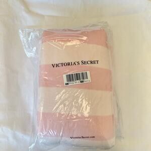 Victoria's Secret Pink & White Striped Sherpa Throw Blanket 50x60 Iconic Stripe